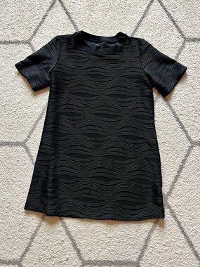 Casual Black Textured Wave Mini Dress